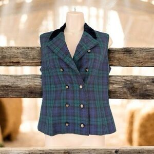 Plaid Double-Breasted Tartan Plaid Vest
